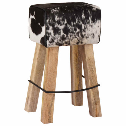 vidaXL Bar Stool 2 pcs Black and White 44 x 33 x 74 cm Real Leather