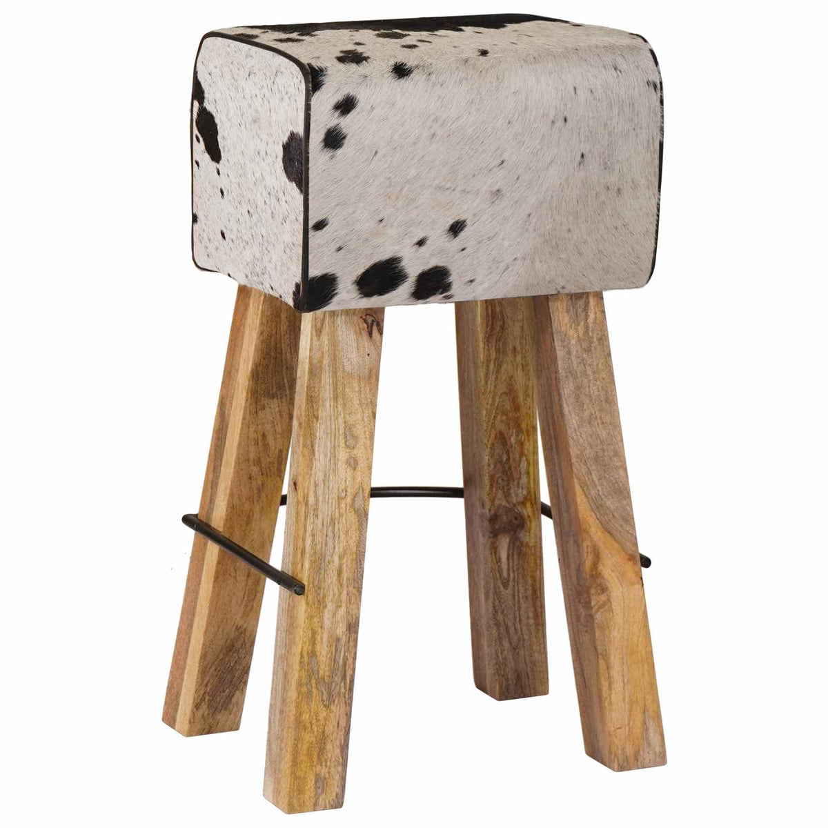vidaXL Bar Stool 2 pcs Black and White 44 x 33 x 74 cm Real Leather