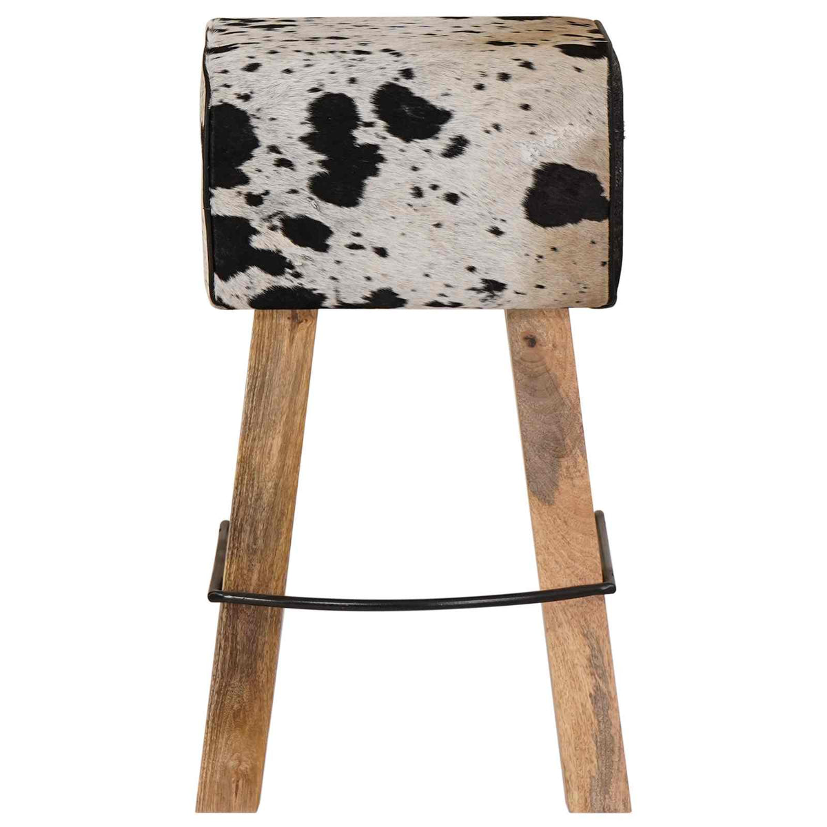 vidaXL Bar Stool 2 pcs Black and White 44 x 33 x 74 cm Real Leather