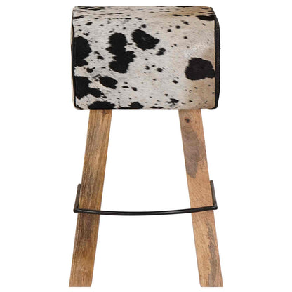 vidaXL Bar Stool 2 pcs Black and White 44 x 33 x 74 cm Real Leather