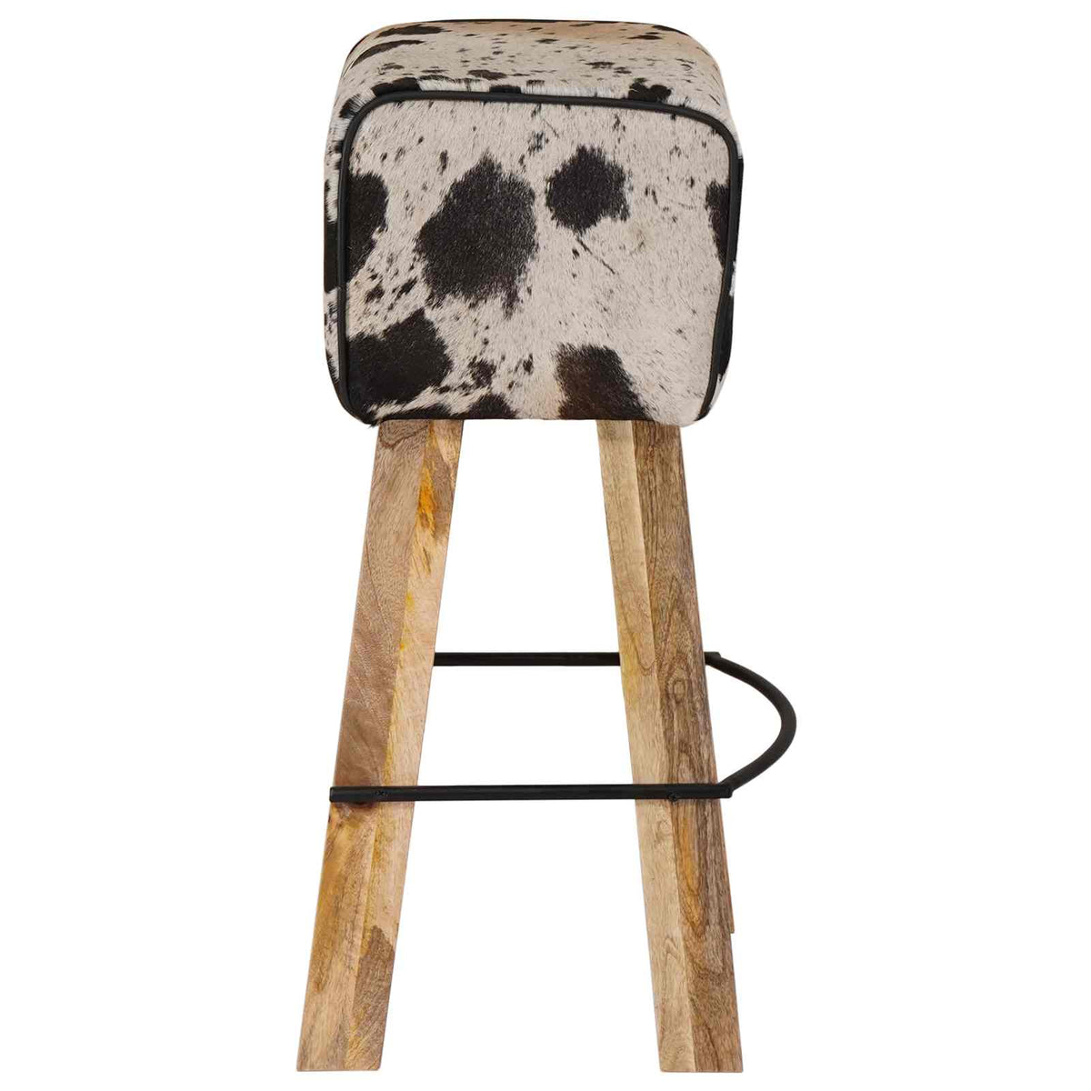 vidaXL Bar Stool 2 pcs Black and White 44 x 33 x 74 cm Real Leather