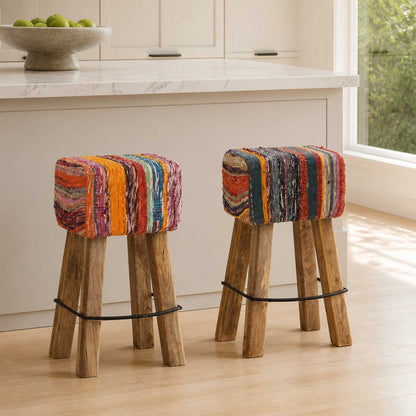 vidaXL Bar Stool 2 pcs Multicolour 44 x 33 x 74 cm Real Leather