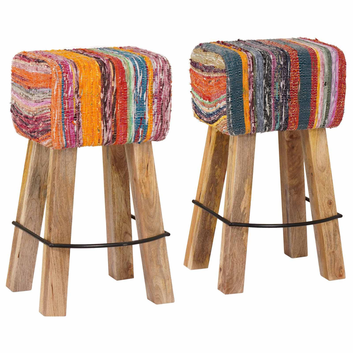 vidaXL Bar Stool 2 pcs Multicolour 44 x 33 x 74 cm Real Leather
