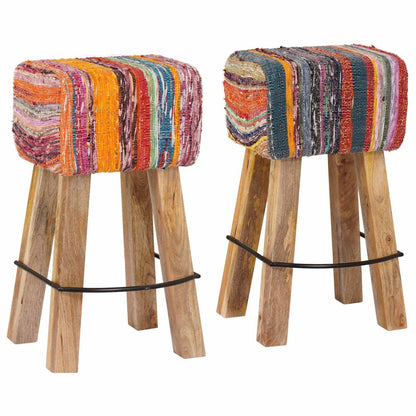 vidaXL Bar Stool 2 pcs Multicolour 44 x 33 x 74 cm Real Leather