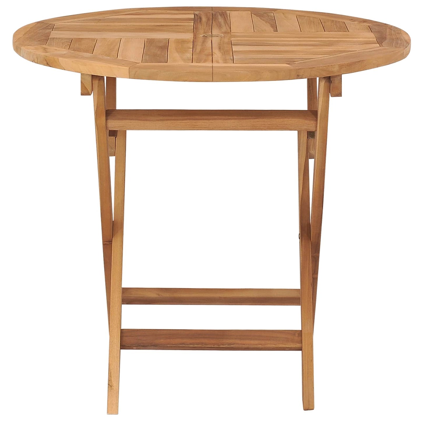 vidaXL Folding Garden Table Natural Ø 90 x 75 cm Solid Teak Wood