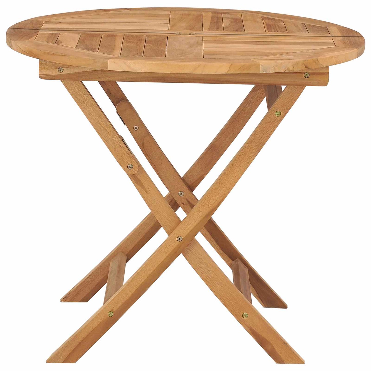 vidaXL Folding Garden Table Natural Ø 90 x 75 cm Solid Teak Wood