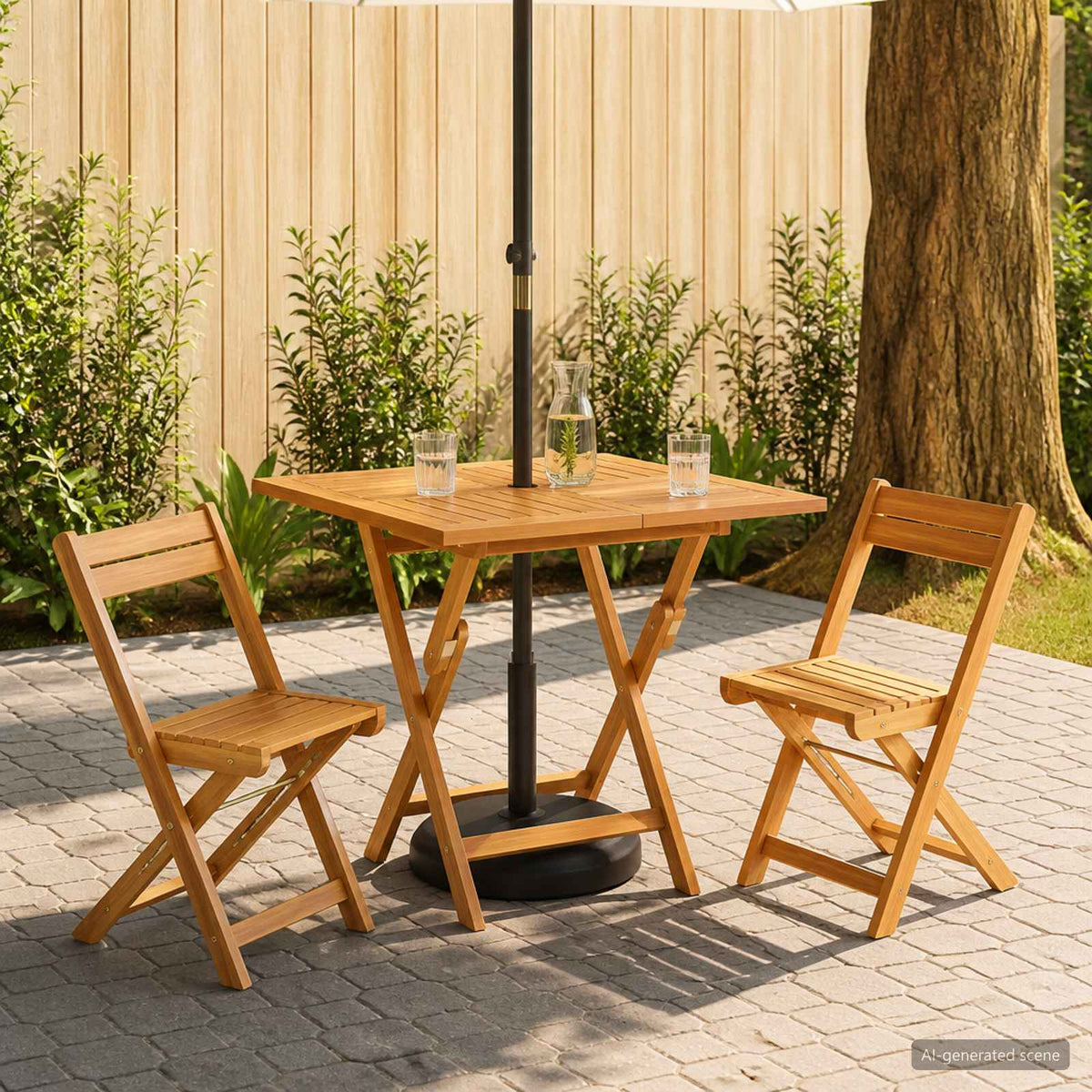 vidaXL Folding Garden Table Natural 90 x 90 x 75 cm Solid Teak Wood