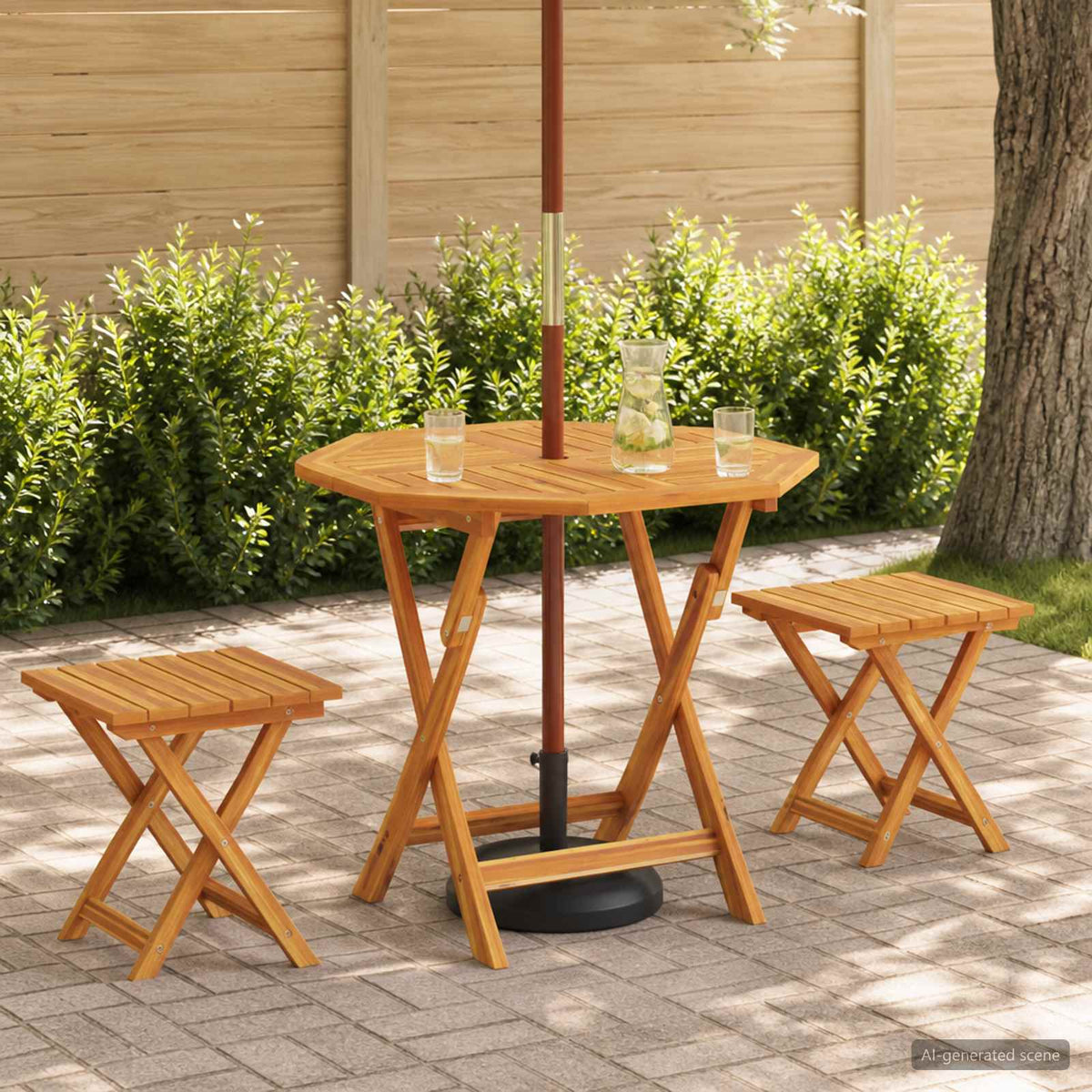 vidaXL Folding Garden Table Natural 90 x 90 x 75 cm Solid Teak Wood