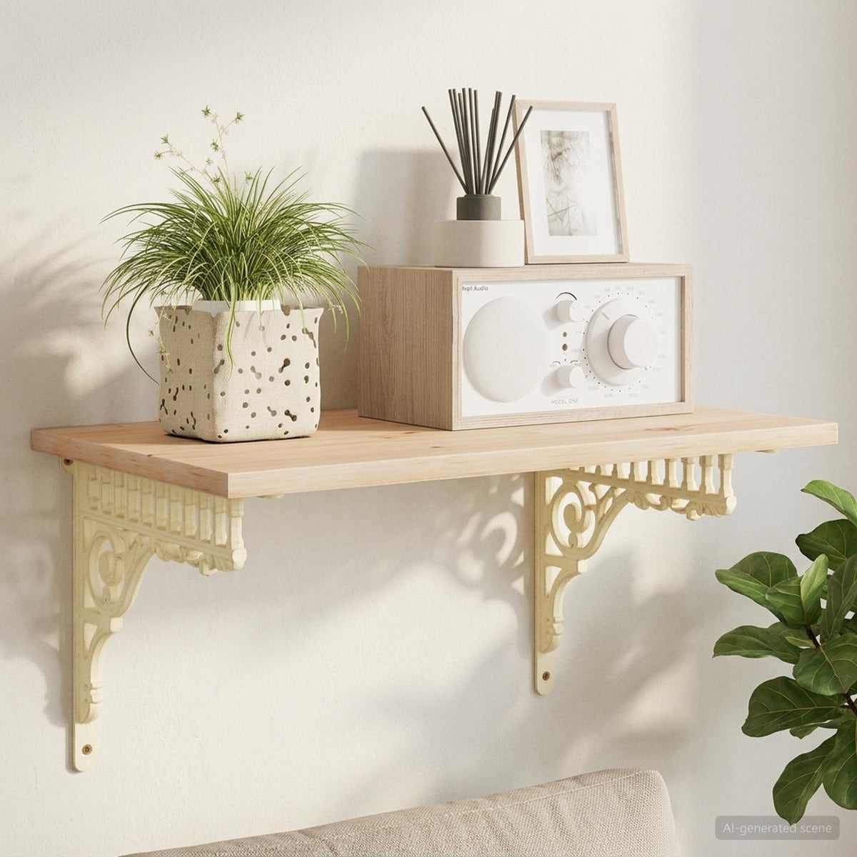 vidaXL Wall Shelf Brackets 2 pcs Antique White 27.5 x 23 x 4 cm Steel