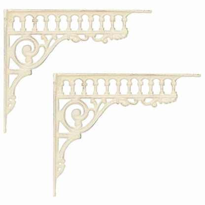 vidaXL Wall Shelf Brackets 2 pcs Antique White 27.5 x 23 x 4 cm Steel