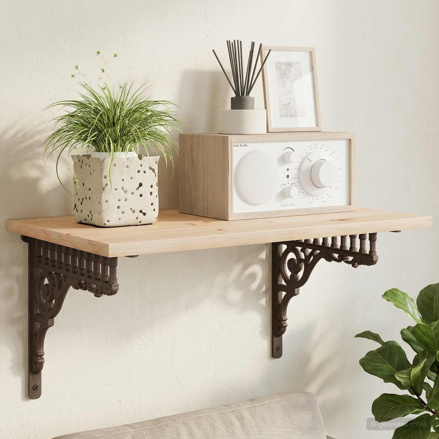 vidaXL Wall Shelf Brackets 2 pcs Antique Brown 27.5 x 23 x 4 cm Steel