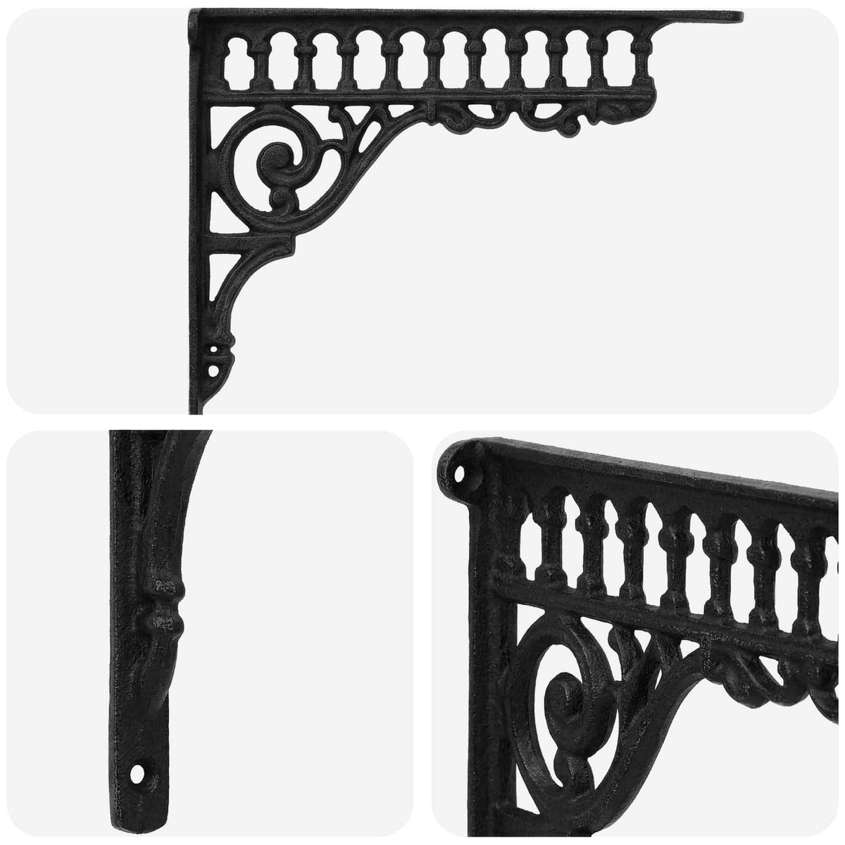 vidaXL Wall Shelf Brackets 2 pcs Black 27.5 x 23 x 4 cm Steel