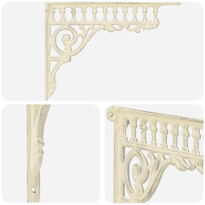 vidaXL Wall Shelf Brackets 12 pcs Antique White 27.5 x 23 x 4 cm Steel