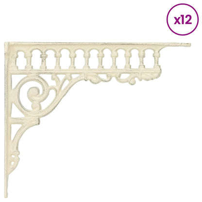 vidaXL Wall Shelf Brackets 12 pcs Antique White 27.5 x 23 x 4 cm Steel