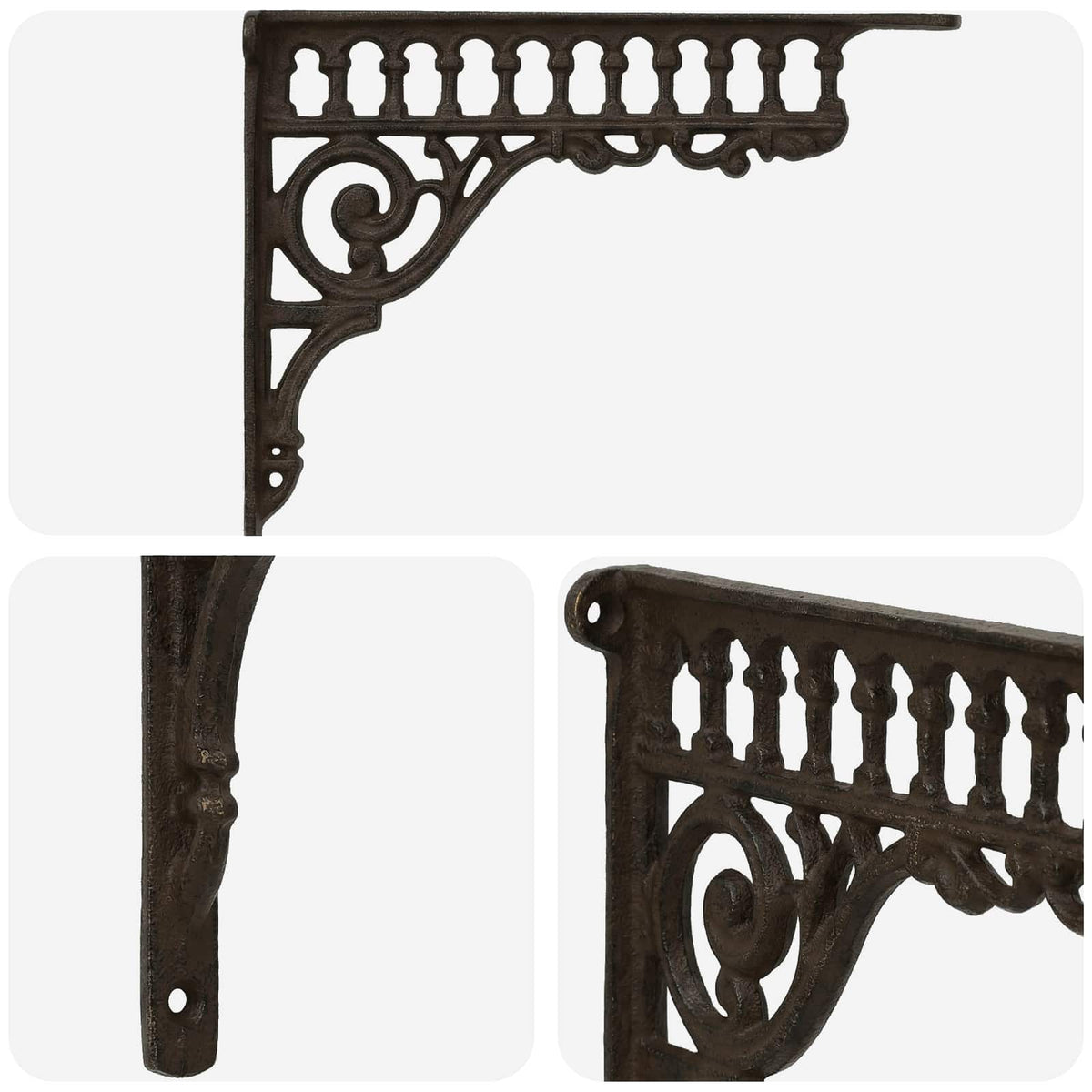 vidaXL Wall Shelf Brackets 12 pcs Antique Brown 27.5 x 23 x 4 cm Steel