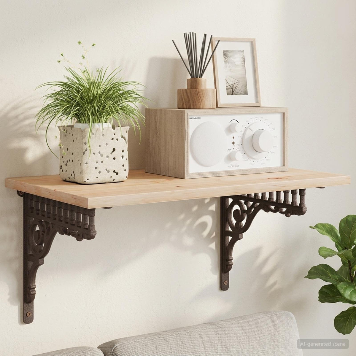 vidaXL Wall Shelf Brackets 12 pcs Antique Brown 27.5 x 23 x 4 cm Steel