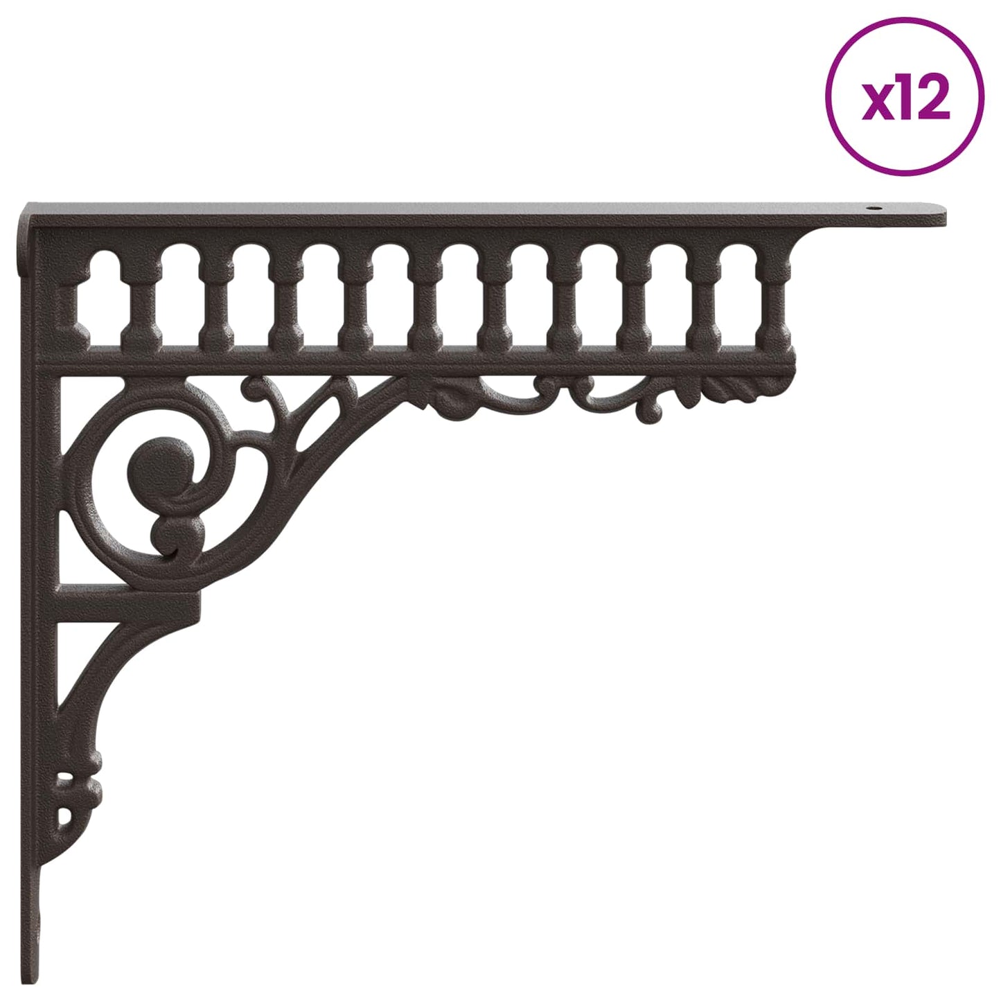 vidaXL Wall Shelf Brackets 12 pcs Antique Brown 27.5 x 23 x 4 cm Steel
