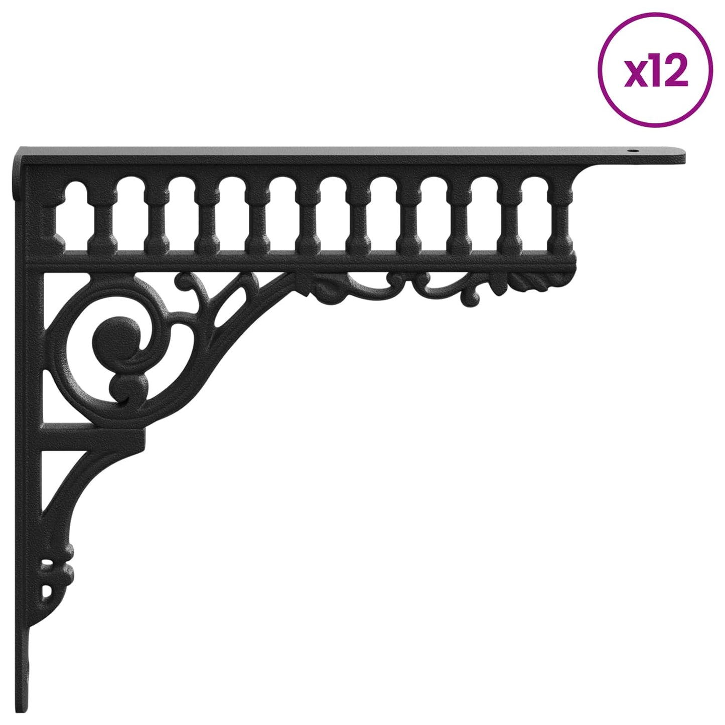 vidaXL Wall Shelf Brackets 12 pcs Black 27.5 x 23 x 4 cm Steel