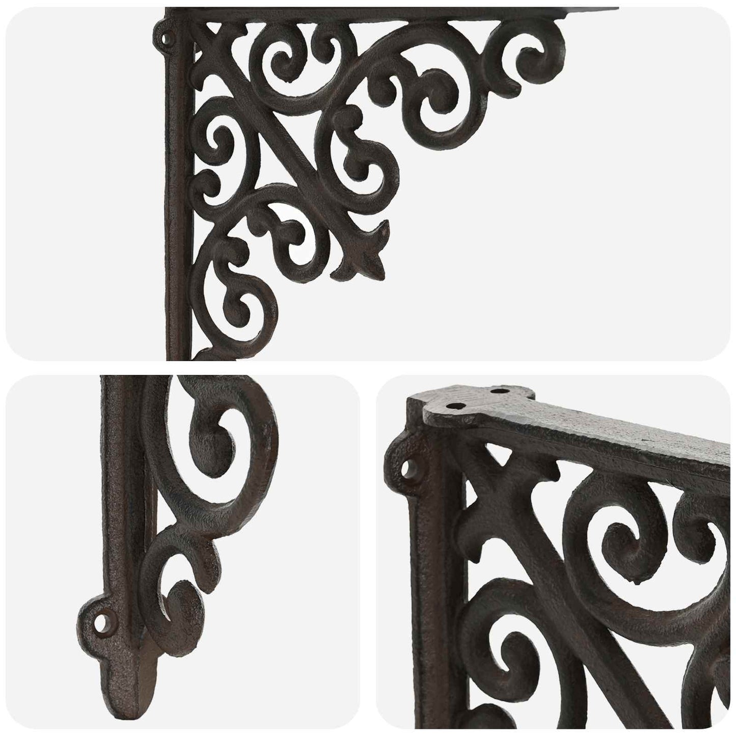 vidaXL Wall Shelf Brackets 2 pcs Antique Brown 9.5 x 9.5 x 3 cm Steel