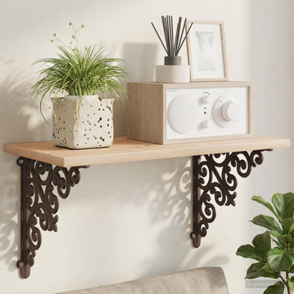vidaXL Wall Shelf Brackets 2 pcs Antique Brown 9.5 x 9.5 x 3 cm Steel