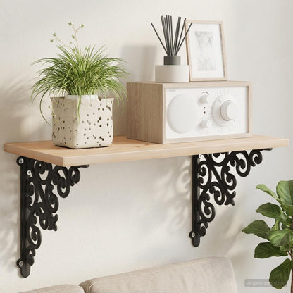 vidaXL Wall Shelf Brackets 2 pcs Black 9.5 x 9.5 x 3 cm Steel