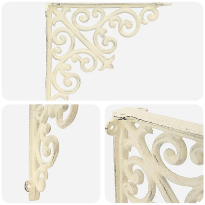vidaXL Wall Shelf Brackets 12 pcs Antique White 9.5 x 9.5 x 3 cm Steel