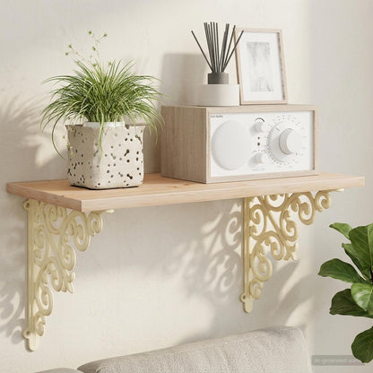 vidaXL Wall Shelf Brackets 12 pcs Antique White 9.5 x 9.5 x 3 cm Steel