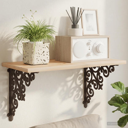 vidaXL Wall Shelf Brackets 12 pcs Antique Brown 9.5 x 9.5 x 3 cm Steel