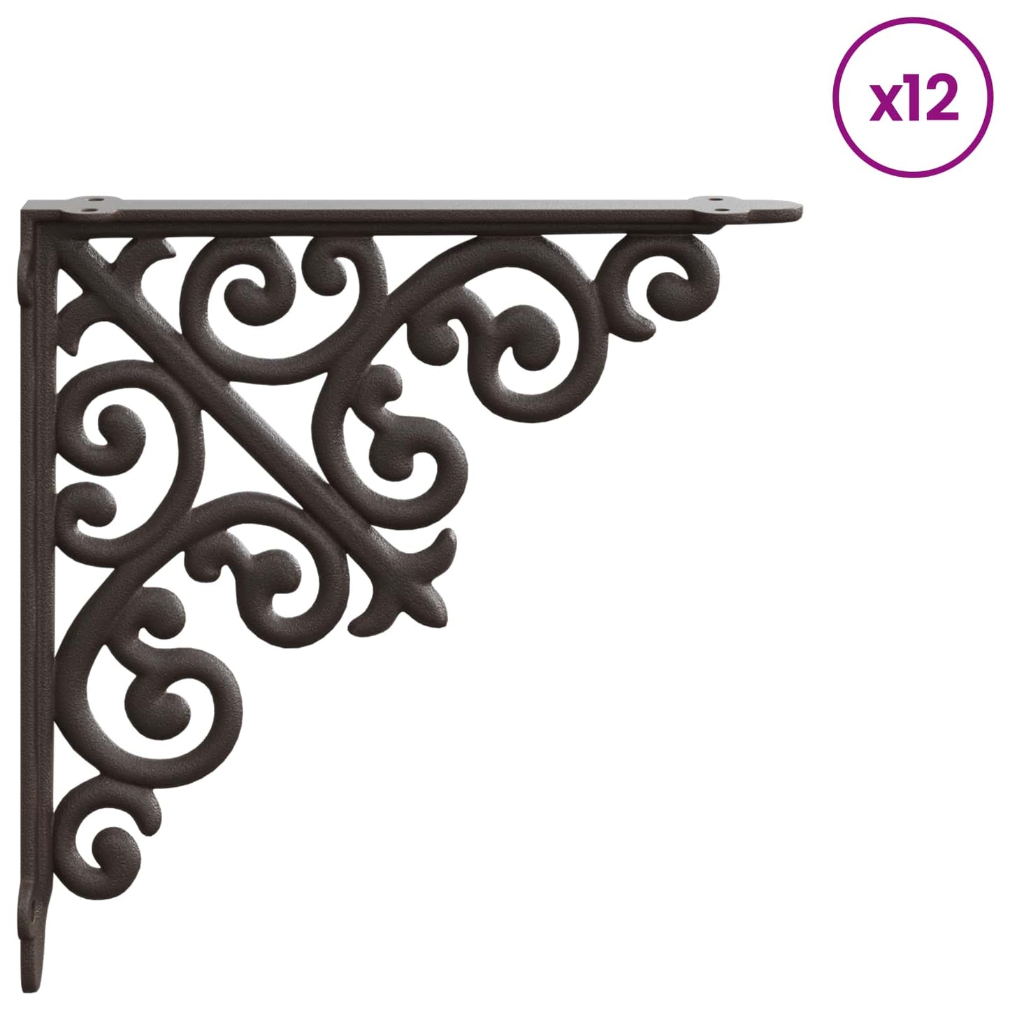 vidaXL Wall Shelf Brackets 12 pcs Antique Brown 9.5 x 9.5 x 3 cm Steel