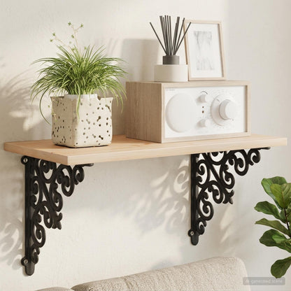 vidaXL Wall Shelf Brackets 12 pcs Black 9.5 x 9.5 x 3 cm Steel