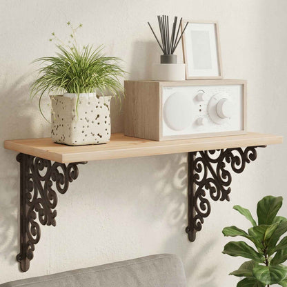 vidaXL Wall Shelf Brackets 2 pcs Antique Brown 14 x 14 x 3.5 cm Steel