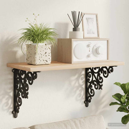 vidaXL Wall Shelf Brackets 2 pcs Black 14 x 14 x 3.5 cm Steel