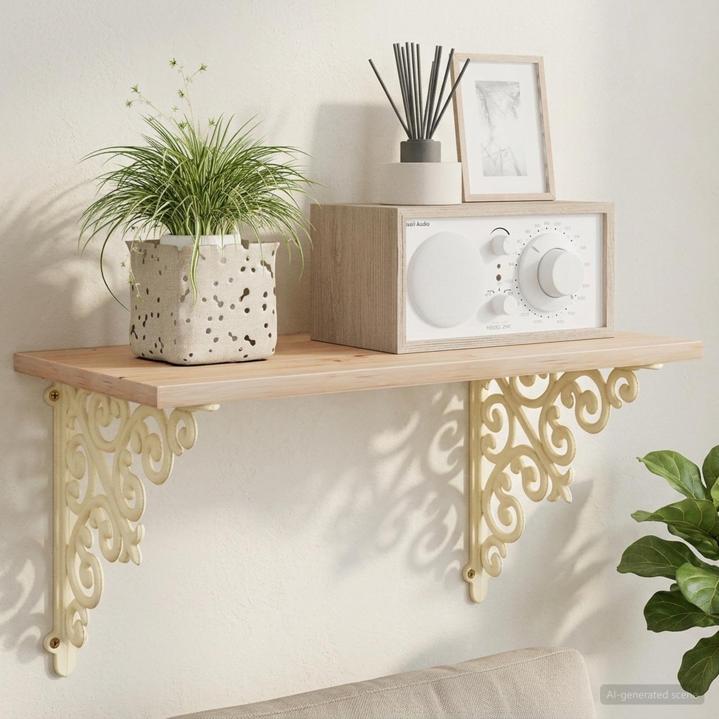 vidaXL Wall Shelf Brackets 12 pcs Antique White 14 x 14 x 3.5 cm Steel