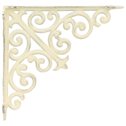 vidaXL Wall Shelf Brackets 12 pcs Antique White 14 x 14 x 3.5 cm Steel