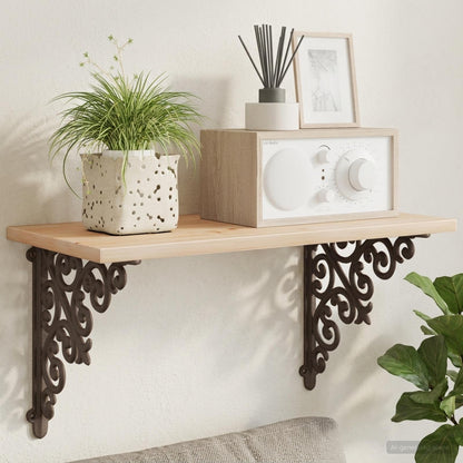 vidaXL Wall Shelf Brackets 12 pcs Antique Brown 14 x 14 x 3.5 cm Steel