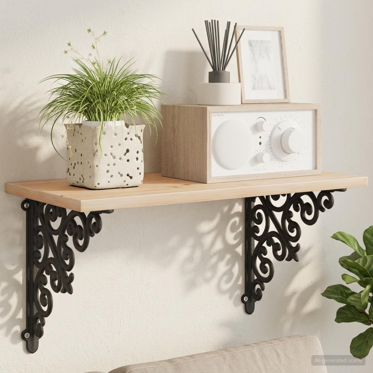 vidaXL Wall Shelf Brackets 12 pcs Black 14 x 14 x 3.5 cm Steel