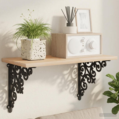 vidaXL Wall Shelf Brackets 12 pcs Black 14 x 14 x 3.5 cm Steel