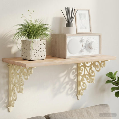 vidaXL Wall Shelf Brackets 2 pcs Antique White 24 x 24 x 3.5 cm Steel