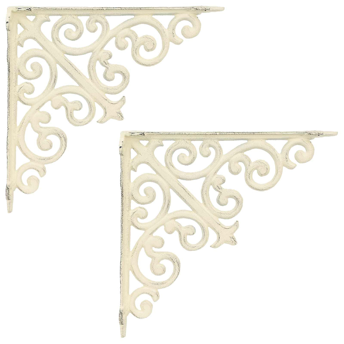 vidaXL Wall Shelf Brackets 2 pcs Antique White 24 x 24 x 3.5 cm Steel
