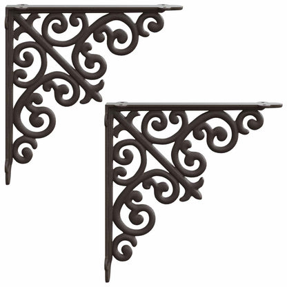 vidaXL Wall Shelf Brackets 2 pcs Antique Brown 24 x 24 x 3.5 cm Steel