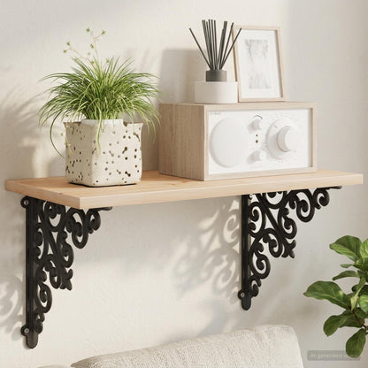 vidaXL Wall Shelf Brackets 2 pcs Black 24 x 24 x 3.5 cm Steel