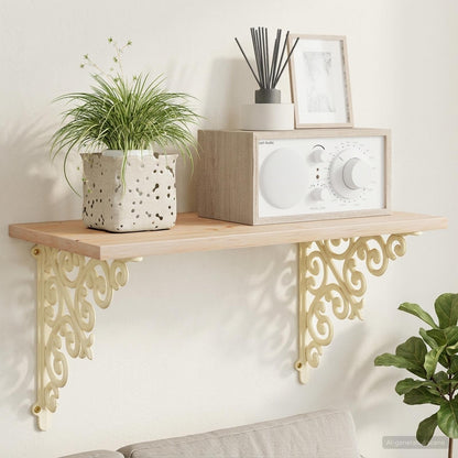 vidaXL Wall Shelf Brackets 12 pcs Antique White 24 x 24 x 3.5 cm Steel