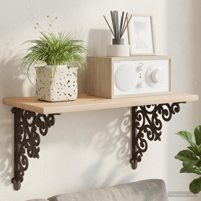 vidaXL Wall Shelf Brackets 12 pcs Antique Brown 24 x 24 x 3.5 cm Steel