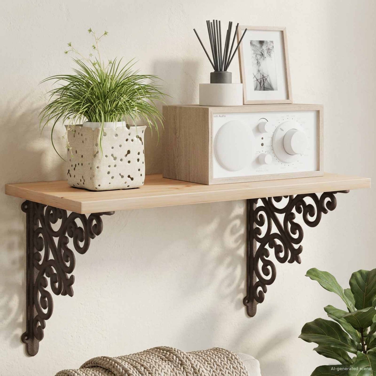 vidaXL Wall Shelf Brackets 12 pcs Black 24 x 24 x 3.5 cm Steel