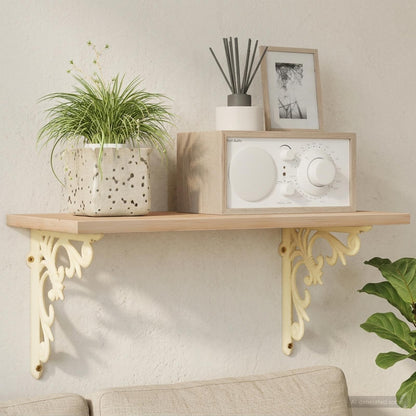 vidaXL Wall Shelf Brackets 2 pcs Antique White 10 x 10 x 2.8 cm Steel
