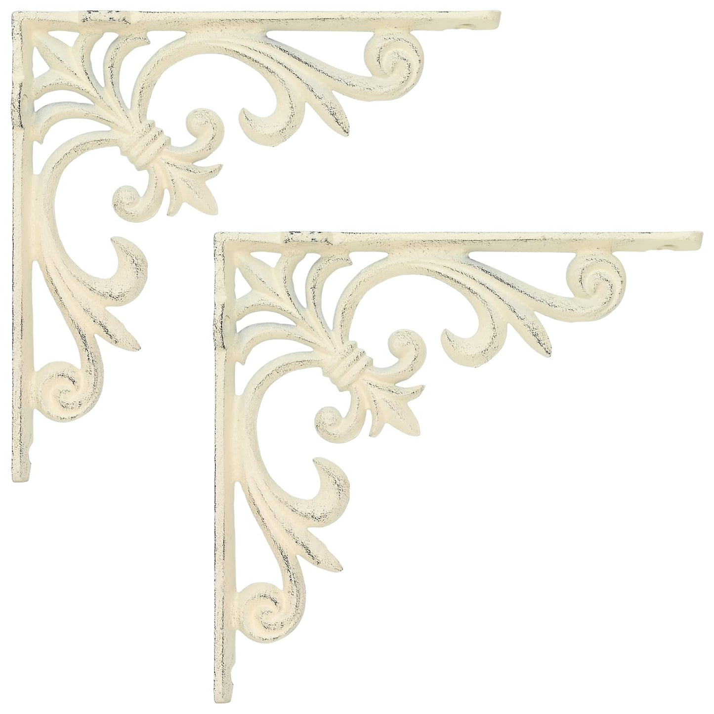 vidaXL Wall Shelf Brackets 2 pcs Antique White 10 x 10 x 2.8 cm Steel