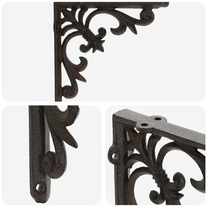 vidaXL Wall Shelf Brackets 2 pcs Antique Brown 10 x 10 x 2.8 cm Steel