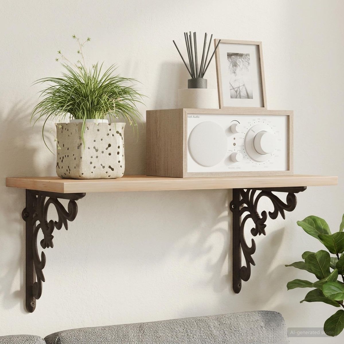 vidaXL Wall Shelf Brackets 2 pcs Antique Brown 10 x 10 x 2.8 cm Steel
