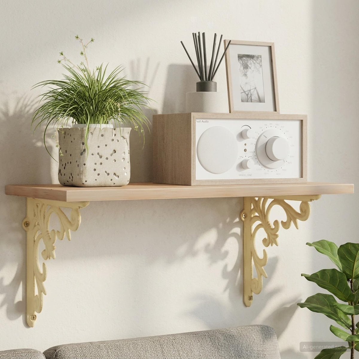 vidaXL Wall Shelf Brackets 12 pcs Antique White 10 x 10 x 2.8 cm Steel