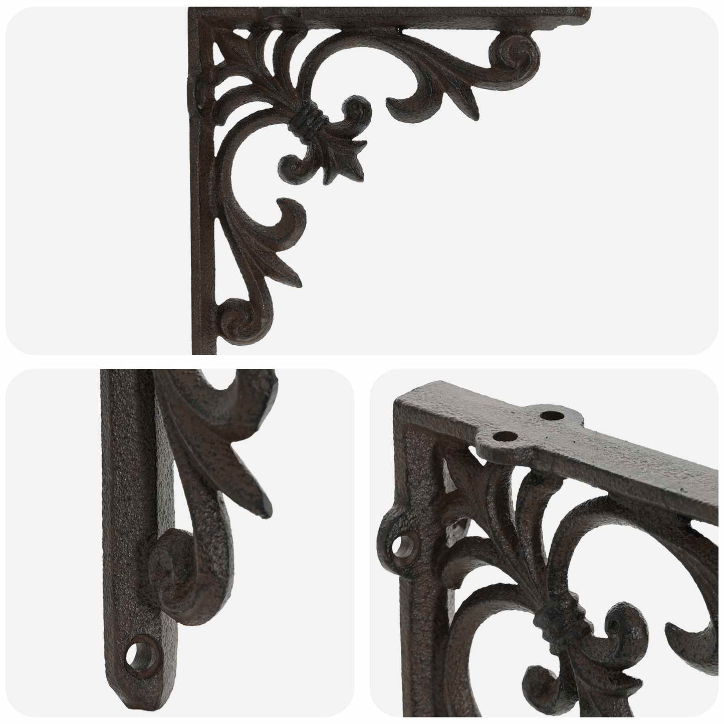 vidaXL Wall Shelf Brackets 12 pcs Antique Brown 10 x 10 x 2.8 cm Steel